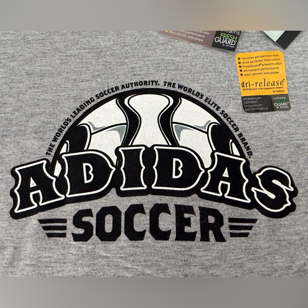 Adidas Kids Boys Gray Soccer Graphic Tee nwt - Picture 3 of 16